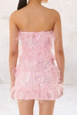 Feather Patchwork Luxe Sequined Mini Dress -Clothing-PrettyTina C23051174 PI 4