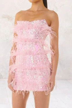 Feather Patchwork Luxe Sequined Mini Dress -Clothing-PrettyTina C23051174 PI 5