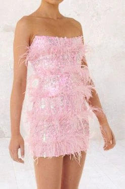 Feather Patchwork Luxe Sequined Mini Dress -Clothing-PrettyTina C23051174 PI 6
