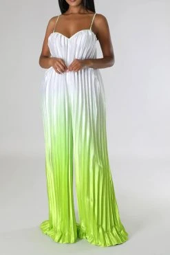 Gradient Striking Wide Leg Pleated Jumpsuit -Clothing-PrettyTina C23051268 GR 3