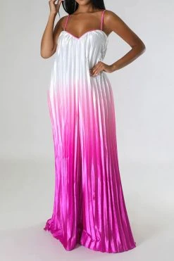 Gradient Striking Wide Leg Pleated Jumpsuit -Clothing-PrettyTina C23051268 RR 3
