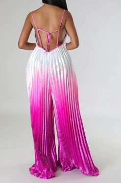 Gradient Striking Wide Leg Pleated Jumpsuit -Clothing-PrettyTina C23051268 RR 4