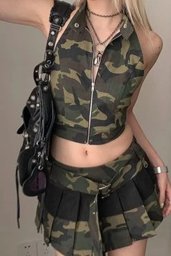 Camouflage Urban Patch Pocket Irregular Dress Suit -Clothing-PrettyTina C23052271 CF 4