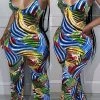 Abstract Print Undeniable Cross Back Jumpsuit