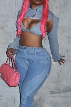 Solid Color Hot Irregular Denim Jacket 9 Solid Color Hot Irregular Denim Jacket -Clothing-PrettyTina C23053160 BL 5