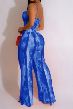 Tie Dye Rocking Tassel Pant Suit -Clothing-PrettyTina C23053188 BL 2