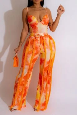 Tie Dye Rocking Tassel Pant Suit -Clothing-PrettyTina C23053188 OR 1