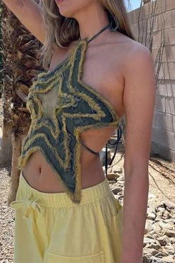 Gradient Whimsical Star Shape Denim Camisole -Clothing-PrettyTina C23060509 BL 4