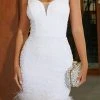 Sequined Bandeau Romantic Feather Hem Mini Dress
