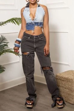 Color Block Party Backless Irregular Denim Camisole -Clothing-PrettyTina C23062526 BL 5