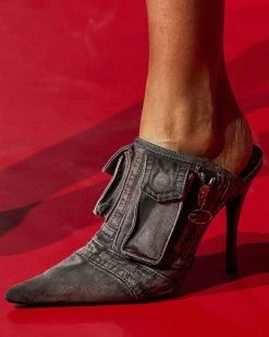 Patchwork Modern Pointed Toe Denim Heels -Clothing-PrettyTina C23062843 BK 1