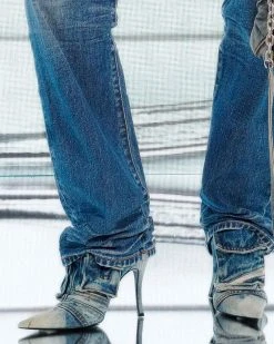 Patchwork Modern Pointed Toe Denim Heels -Clothing-PrettyTina C23062843 BL 3