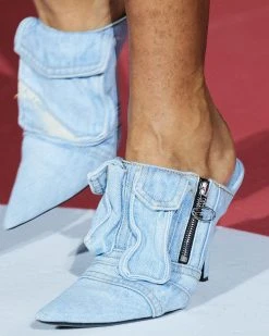 Patchwork Modern Pointed Toe Denim Heels -Clothing-PrettyTina C23062843 LB 1