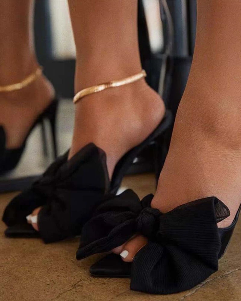 Big Bowknot Sweet Pointed Toe Sandals 2 Big Bowknot Sweet Pointed Toe Sandals - Image 2