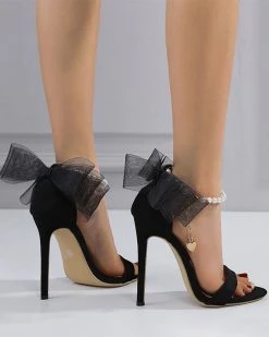 Bow Decor Lowkey One Strap Sandals -Clothing-PrettyTina C23062859 BK 4