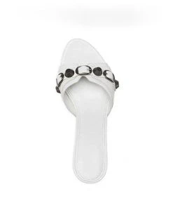 Metal Design Stylish Tapered Heel Sandals -Clothing-PrettyTina C23062860 WH 2