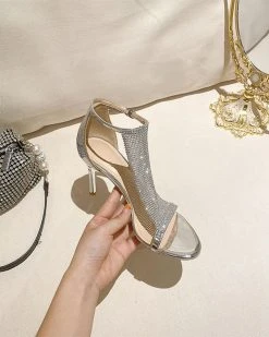 Rhinestone Patchwork Sparkly Buckled Sandals -Clothing-PrettyTina C23062869 SI 3