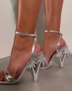 One Strap Chic Plam Tree Heeled Sandals -Clothing-PrettyTina C23062873 SI 1