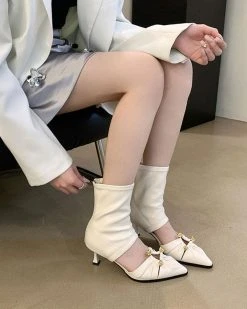 Metal Decor Cool Pointed Toe Sandals -Clothing-PrettyTina C23062874 WH 1