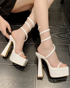 Solid Color Whimsical Ankle Warp Strap Sandals -Clothing-PrettyTina C23062876 WH 3