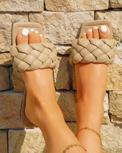 Solid Color Braided Urban Flat Slippers -Clothing-PrettyTina C23062885 AP 3