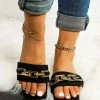 Metal Chain Decor On-trend Flat Slippers