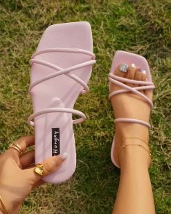 Multi-Strap Laid Back Flat Slippers -Clothing-PrettyTina C23062887 PI 1