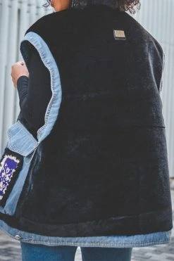 Faux Fur Patchwork Retro Denim Gilet -Clothing-PrettyTina C23070619 BK 6