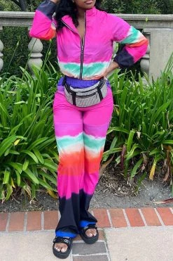 Tie Dye Sporty Zipper Pant Suit 9 Tie Dye Sporty Zipper Pant Suit -Clothing-PrettyTina C23070684 RT 5
