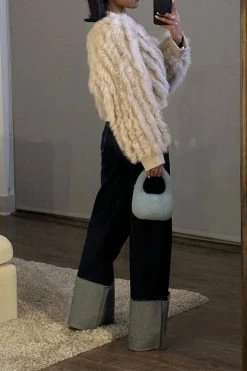 Patchwork Feminine Fold Over Jeans -Clothing-PrettyTina C23071405 BK 3