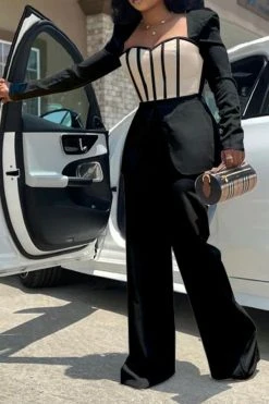 Patchwork Undeniable Layered Jumpsuit -Clothing-PrettyTina C23071459 BK 1