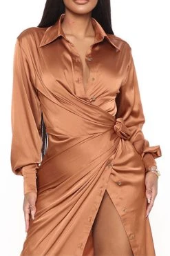 Solid Color Hot Lace-Up High Split Maxi Dress -Clothing-PrettyTina C23072170 CH 4