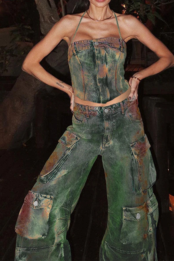 Tie Dye Cool Denim Camisole & Multi Pocket Pants 4 Tie Dye Cool Denim Camisole & Multi Pocket Pants - Image 4