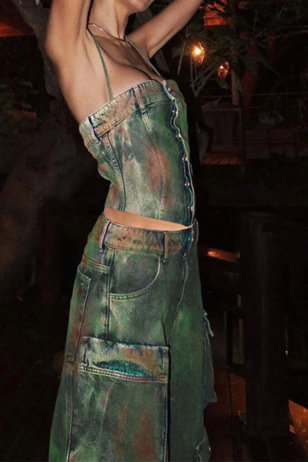 Tie Dye Cool Denim Camisole & Multi Pocket Pants 5 Tie Dye Cool Denim Camisole & Multi Pocket Pants - Image 5