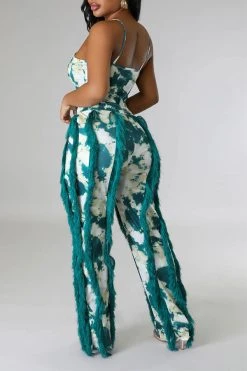 Tie Dye Pretty Tassel Patchwork Pant Suit -Clothing-PrettyTina C23072770 GR 3