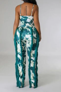 Tie Dye Pretty Tassel Patchwork Pant Suit -Clothing-PrettyTina C23072770 GR 4