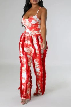 Tie Dye Pretty Tassel Patchwork Pant Suit -Clothing-PrettyTina C23072770 OR 3