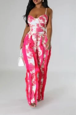 Tie Dye Pretty Tassel Patchwork Pant Suit -Clothing-PrettyTina C23072770 RR 3