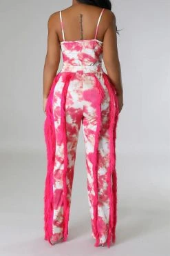 Tie Dye Pretty Tassel Patchwork Pant Suit -Clothing-PrettyTina C23072770 RR 4