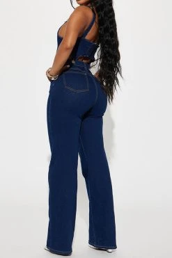 Gradient Retro Suspenders Denim Pant Suit -Clothing-PrettyTina C23072784 BL 6