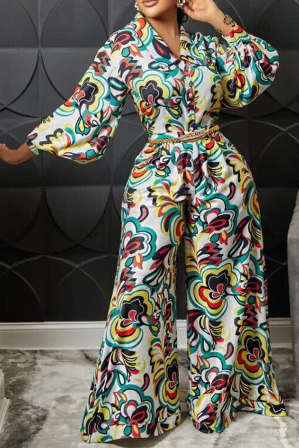 Tribal Floral Print Retro Wide Leg Jumpsuit 1 Tribal Floral Print Retro Wide Leg Jumpsuit