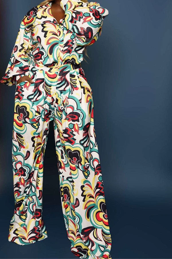 Tribal Floral Print Retro Wide Leg Jumpsuit 3 Tribal Floral Print Retro Wide Leg Jumpsuit - Image 3
