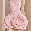 Solid Color Bandeau Romantic Bubble Mini Dress