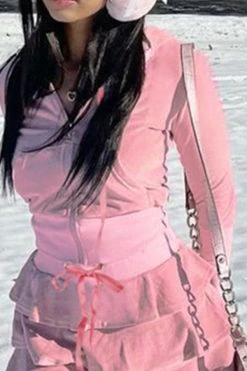 Solid Color Hooded Girly Tiered Dress Suit -Clothing-PrettyTina C23082893 PI 6