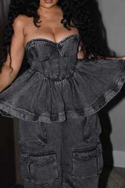 Cool Ruffle Bandeau Patch Pocket Top & Bottoms (Sold Separately) 20 Cool Ruffle Bandeau Patch Pocket Top & Bottoms (Sold Separately) -Clothing-PrettyTina CP2307054 BK 3 d6d4351f 1a28 411d 818f 29b0bb5bec8c