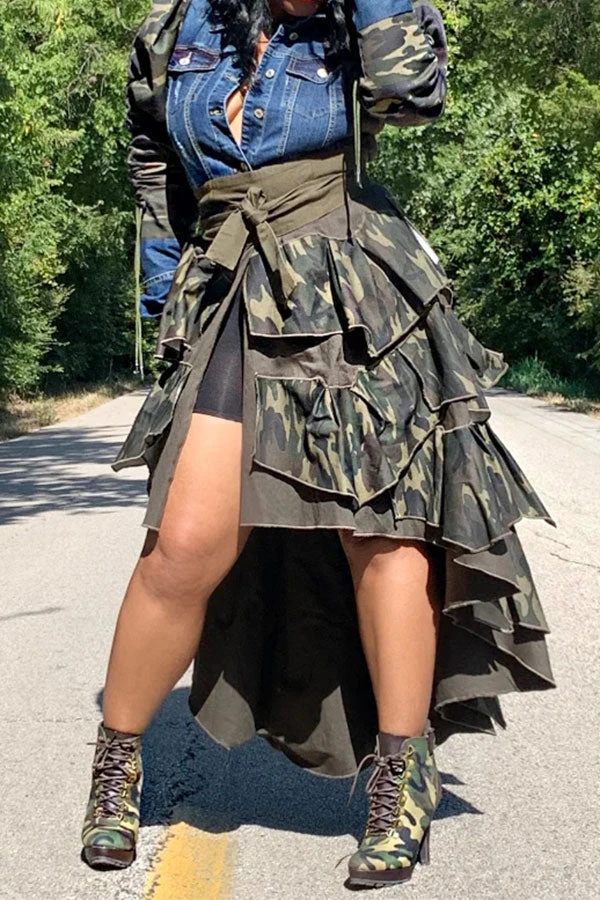 Camouflage Patchwork Denim Cool Single Breasted Coat 2 Camouflage Patchwork Denim Cool Single Breasted Coat - Image 2