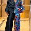 Graphic Print Modern Single Breasted Pant Suit