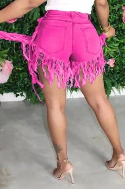 Denim Stylish Irregular Tassels Shorts -Clothing-PrettyTina H20061820 7