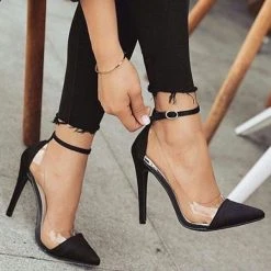 Solid Color Pointed Toe Stylish Buckled Stiletto Heels -Clothing-PrettyTina H21062955 2