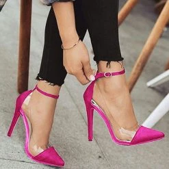 Solid Color Pointed Toe Stylish Buckled Stiletto Heels -Clothing-PrettyTina H21062955 3
